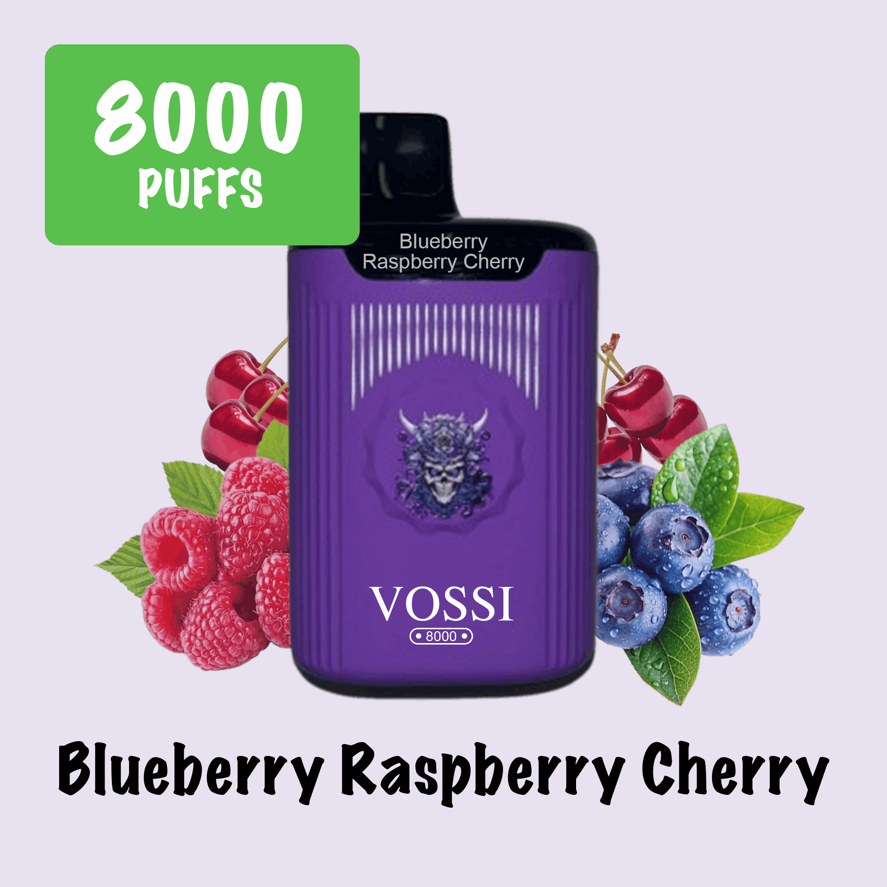 Vape Vossi 8000 Blueberry Raspberry Cherry
